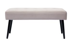 Banc design capitonné en tissu velours taupe et métal noir L96 cm GUESTA