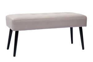 Banc design capitonné en tissu velours taupe et métal noir L96 cm GUESTA