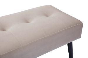 Banc design capitonné en tissu velours taupe et métal noir L96 cm GUESTA