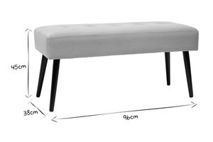 Banc design capitonné en tissu velours taupe et métal noir L96 cm GUESTA
