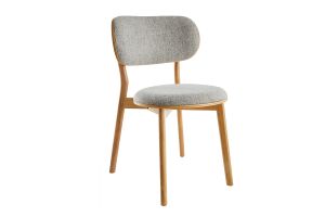 Chaises scandinaves en tissu gris clair et bois clair massif (lot de 2) FAUVETTE