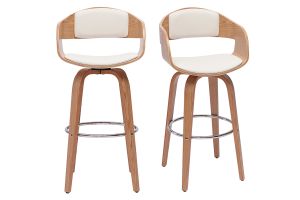 Tabourets de bar scandinaves pivotants 360° en bois clair H67.5 cm (lot de 2) GAO