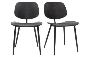 Chaises design noire en bois noir et métal (lot de 2) TOBIAS