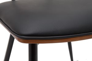 Chaises vintage en bois foncé noyer assises noires et métal noir (lot de 2) JOLINE