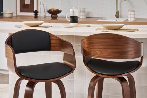 Tabourets de bar vintage pivotants 360° noyer H67.5 cm (lot de 2) GAO