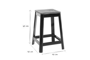 Tabourets de bar industriels en métal noir et bois H65 cm (lot de 2) NICK