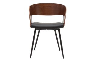 Chaises design bois foncé noyer, assises et métal noirs (lot de 2) RIFF