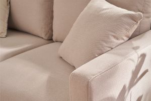 Canapé 3 places en tissu beige et bois clair MUNIK