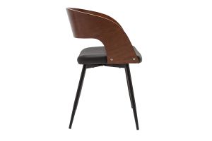 Chaises design bois foncé noyer, assises et métal noirs (lot de 2) RIFF