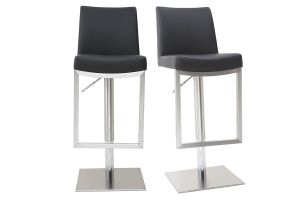 Tabourets de bar relevables noir et acier chromé (lot de 2) KYLE