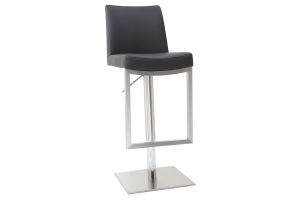 Tabourets de bar relevables noir et acier chromé (lot de 2) KYLE