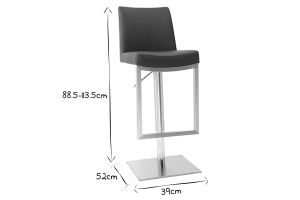 Tabourets de bar relevables noir et acier chromé (lot de 2) KYLE