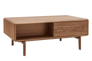 Table basse rectangulaire avec rangements 2 tiroirs bois foncé noyer L100 cm SUVA