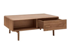 Table basse rectangulaire avec rangements 2 tiroirs bois foncé noyer L100 cm SUVA