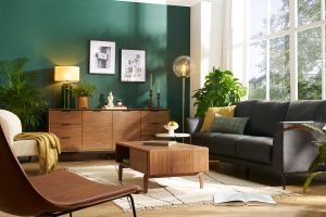 Table basse rectangulaire avec rangements 2 tiroirs bois foncé noyer L100 cm SUVA