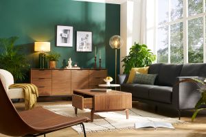 Table basse rectangulaire avec rangements 2 tiroirs bois foncé noyer L100 cm SUVA