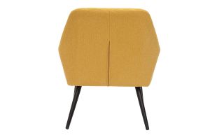Fauteuil design en tissu effet velours texturé jaune moutarde et métal noir GASTON