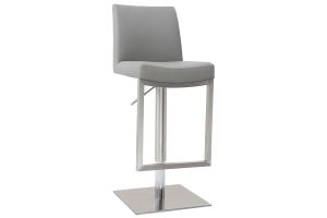 Tabourets de bar relevables gris et acier chromé (lot de 2) KYLE