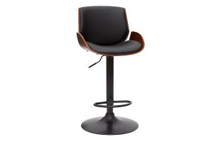 Tabouret de bar relevable noir et bois foncé VESPER
