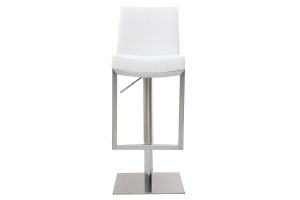 Tabourets de bar relevables blanc et acier chromé (lot de 2) KYLE