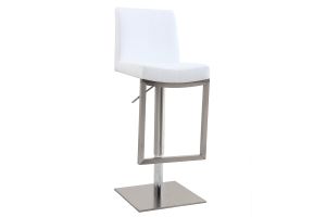 Tabourets de bar relevables blanc et acier chromé (lot de 2) KYLE