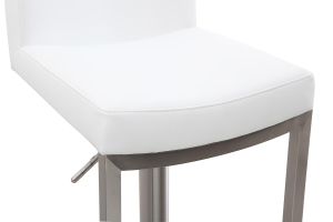Tabourets de bar relevables blanc et acier chromé (lot de 2) KYLE