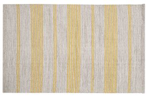 Tapis / Descente de lit rectangulaire beige à rayures jaunes 50 x 80 cm CABOURG