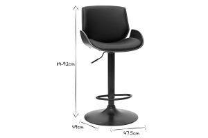 Tabouret de bar relevable noir et bois foncé VESPER