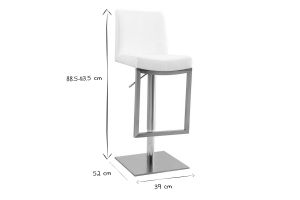 Tabourets de bar relevables blanc et acier chromé (lot de 2) KYLE