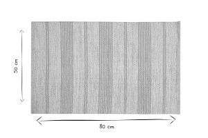 Tapis / Descente de lit rectangulaire beige à rayures jaunes 50 x 80 cm CABOURG