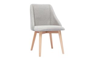Chaises scandinaves en tissu effet velours texturé gris clair et bois clair (lot de 2) HIGGINS