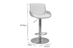Tabouret de bar relevable blanc et bois clair VESPER