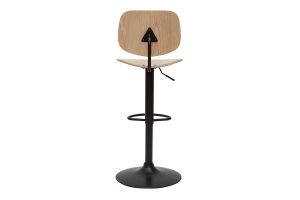 Tabouret de bar relevable bois clair et métal noir TOBIAS
