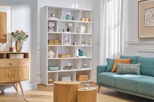 Bibliothèque scandinave blanc mat L140 cm EPURE