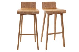 Tabourets de bar scandinaves en bois clair H75 cm (lot de 2) BALTIK