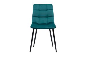 Chaises design en tissu velours bleu canard et métal noir (lot de 2) MAXWELL
