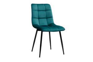 Chaises design en tissu velours bleu canard et métal noir (lot de 2) MAXWELL