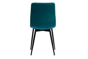 Chaises design en tissu velours bleu canard et métal noir (lot de 2) MAXWELL