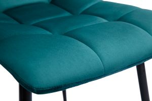 Chaises design en tissu velours bleu canard et métal noir (lot de 2) MAXWELL