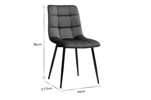 Chaises design en tissu velours bleu canard et métal noir (lot de 2) MAXWELL