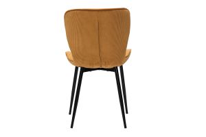 Chaises design en tissu velours côtelé jaune curry et métal noir (lot de 2) ADDICT