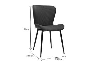 Chaises design en tissu velours côtelé jaune curry et métal noir (lot de 2) ADDICT