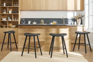 Tabourets de bar design noirs H65 cm (lot de 2) MEADOW