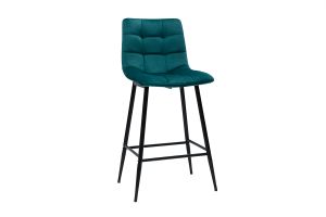 Tabourets de bar design en velours bleu pétrole H65 cm (lot de 2) MAXWELL