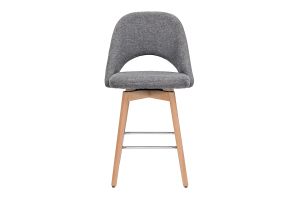 Tabourets de bar scandinaves tissu effet velours texturé gris et hévéa massif 65 cm (lot de 2) COSETTE