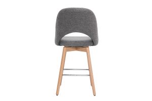 Tabourets de bar scandinaves tissu effet velours texturé gris et hévéa massif 65 cm (lot de 2) COSETTE