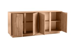 Buffet scandinave finition bois chêne 4 portes L180 cm COMO