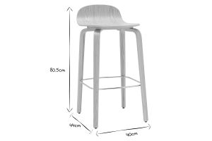 Tabourets de bar scandinaves bois chêne H68 cm (lot de 2) OBRA