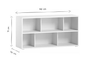 Bibliothèque basse finition bois blanc L140 cm EPURE