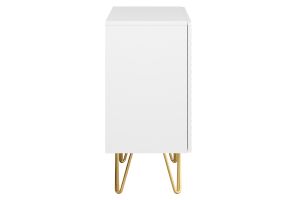 Buffet design gravé blanc mat et métal doré 2 portes L107 cm OZEN
